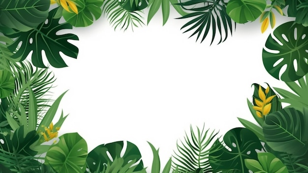 Rahmen der tropischen Blätter auf einem weißen Hintergrund