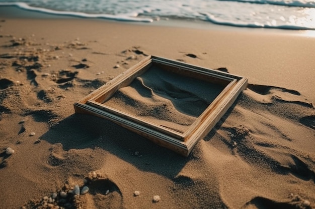 Rahmen liegt an einem Sandstrand