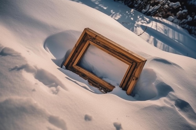 Rahmen liegt auf einem schneebedeckten Berghang