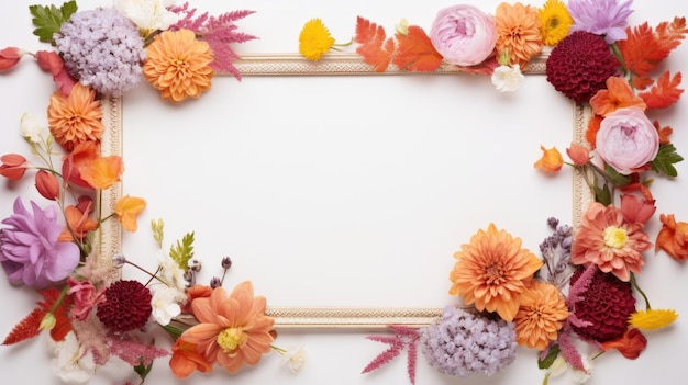 Rahmen mit frischen Blumen mit sauberem Hintergrund im Inneren