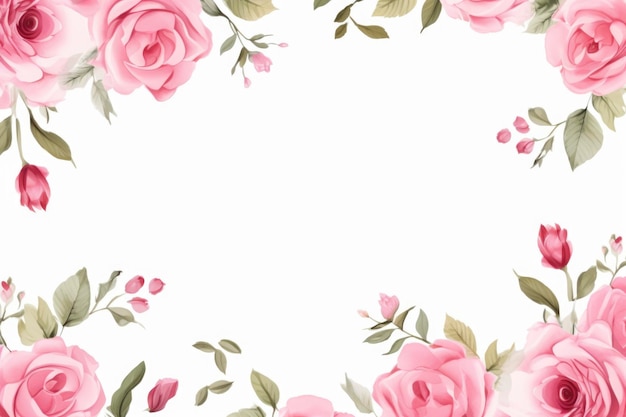 Rahmen mit Rosenblumenmuster und weißem Hintergrund