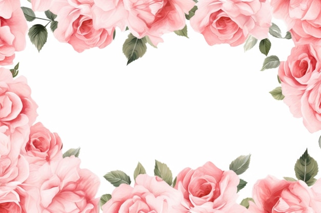 Foto rahmen mit rosenblumenmuster und weißem hintergrund