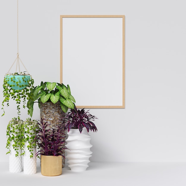 Rahmen Mockup mit Pflanzen Dekoration