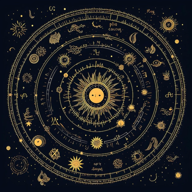 Rahmen Renaissance-Astrologie-Themen-Kritzeleien-Bordüre mit Sternzeichen Si Kreative Kritzeleien dekorativ