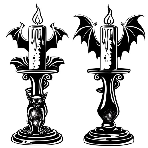 Rahmen von Candlestick CNC Kunst mit Gargoyle und Fledermaus Motive Kleine Garg CNC Die Cut Umriss Tattoo