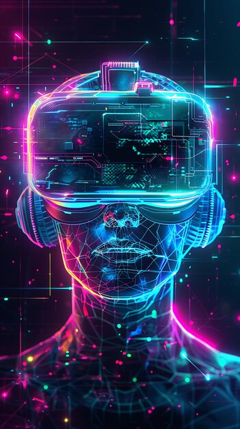 Rahmen von Virtual Reality Gaming World Arcane Rahmen mit Virtual Reali Y2K Collage Glow Outline Art