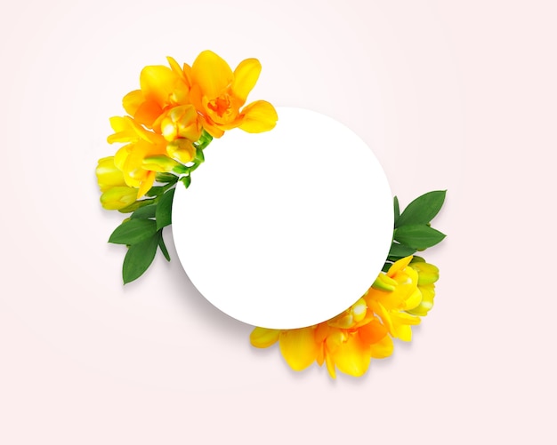 Rahmenbanner-Design mit Frühlingsblumenpflanzen