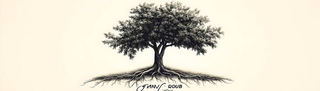 Raíces familiares con raíces Concepto de texto como un vector aislado de un árbol genealógico con raíces diversas acompañado