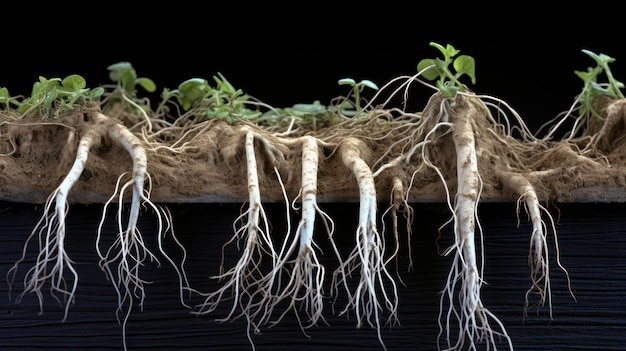 Foto las raíces de rábano picante copian el espacio 3d uhd wallpaper