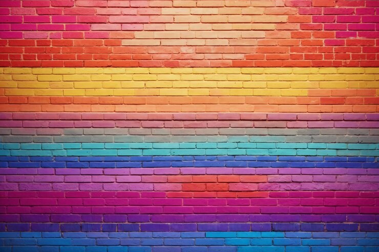 Foto rainbow brick wall background rainbow wall background brick wall background wall background ai generative (fonte de informação de tijolos de arco-íris) (em inglês)