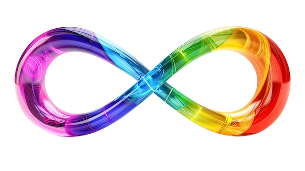 Foto rainbow infinity symbol für neurodiversität 3d-stil glänzende glastextur