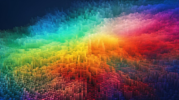 Foto rainbow pixel haze arte digital colorido y soñador generativo ai