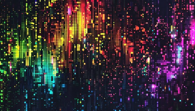 Rainbow Ripples Pixelado Desenho Abstrato