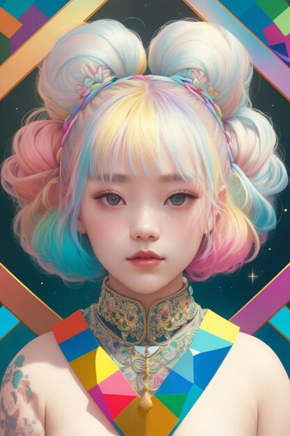 Rainbow Space Elegance Estudante Gótica Coreana