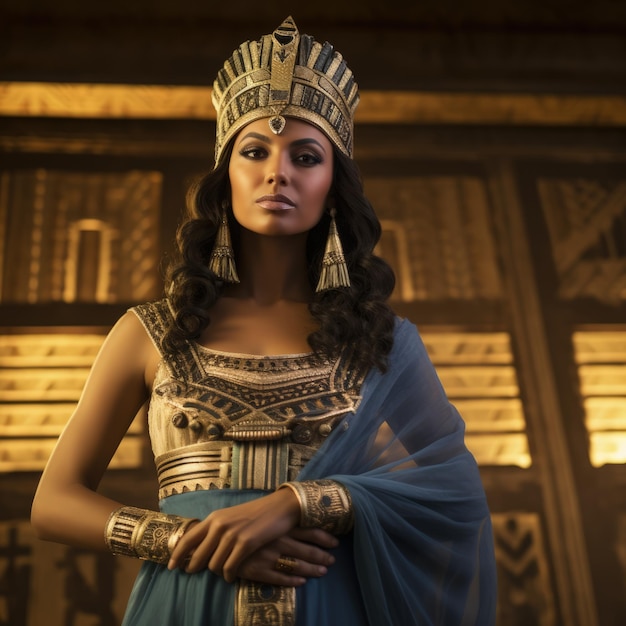 Rainha Cleópatra do Egito em seu elegante traje régio exalando beleza e graça IA generativa