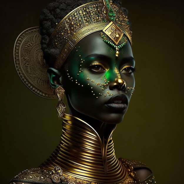 Rainha dourada beleza afro moda feminina