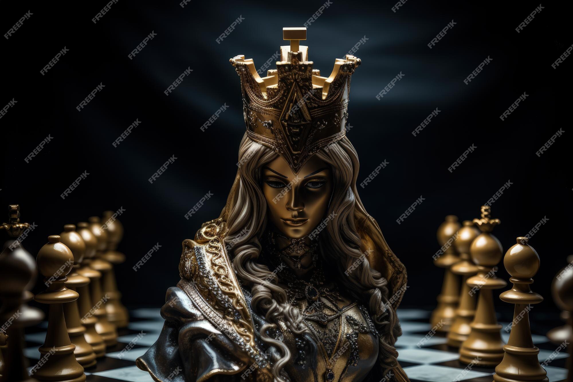 Rainha do xadrez dourado, Objetos 3D - Envato Elements
