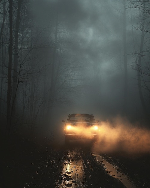 Foto raio brilhante de um farol de carro cortando o fundo