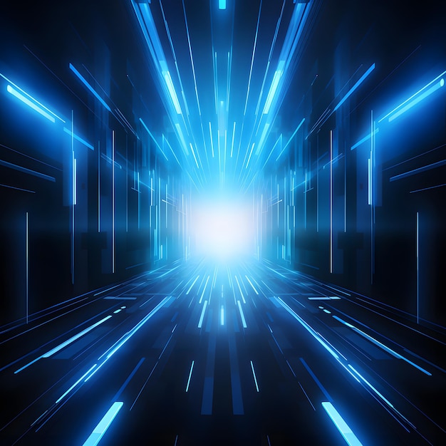 Raio de luz azul de fundo Efeito de velocidade Tecnologia e conceito digital IA geradora