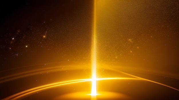 raio de luz de ouro amarelo brilhar partículas de brilho fundo abstrato, renderização em 3d