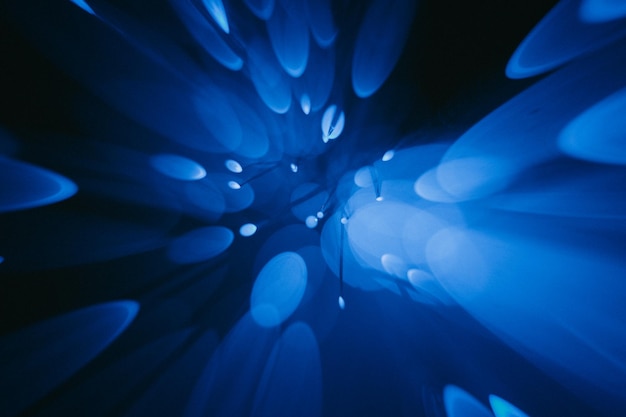 Raios de luz desfocados Bokeh raios scifi neon brilho borrão ultravioleta cor azul marinho manchas redondas