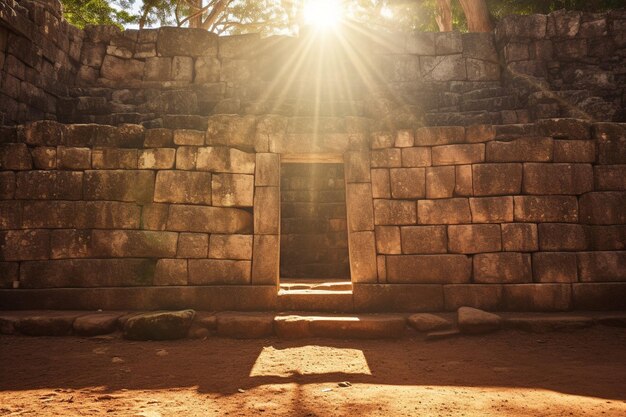 Foto raios de sol brilhando através das janelas de um antigo edifício abandonado