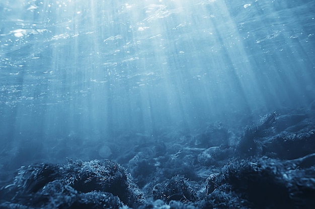raios de sol sob a água, fundo do oceano azul, papel de parede abstrato luz do sol na água