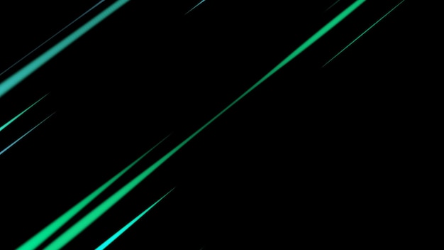 raios verdes neon em um fundo preto abstrato neon