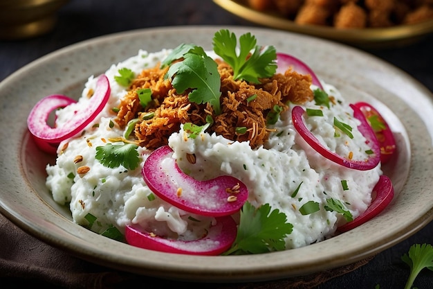 Foto raita de rabanete crocante com jeera assada