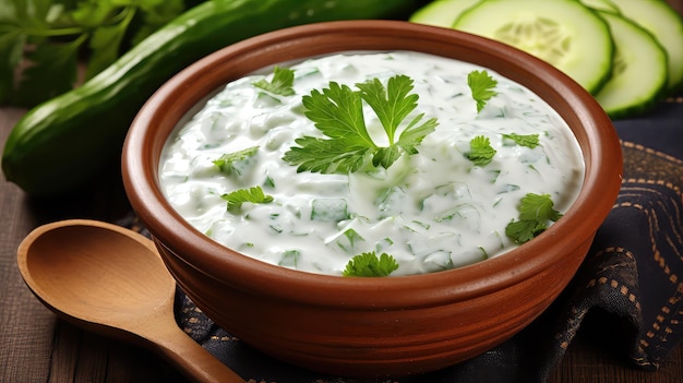 Raita tigela comida indiana refrescante