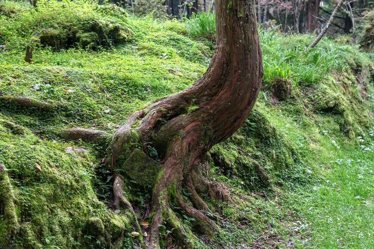 Raíz vieja Árbol grande en el área del parque nacional de Alishan en Taiwán.