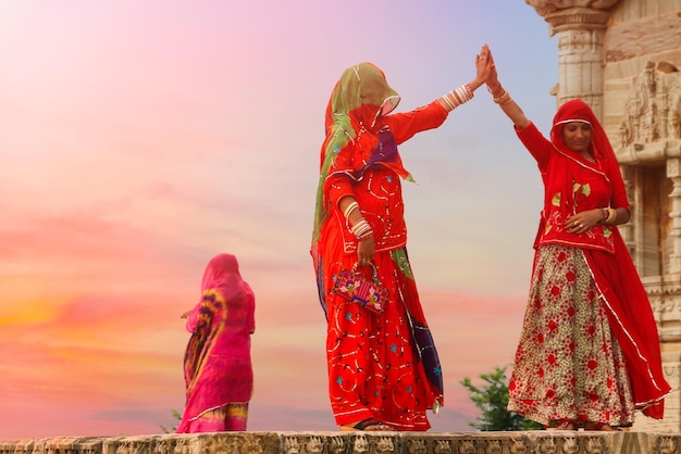 Rajasthani Menschen in Chittorgarh Fort Rajasthan Indien