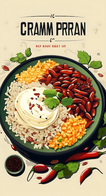 Rajma Chawal Gericht Poster mit Kidneybohnen und Basmati-Reis, indische Feierlichkeiten, Lifestyle-Küche