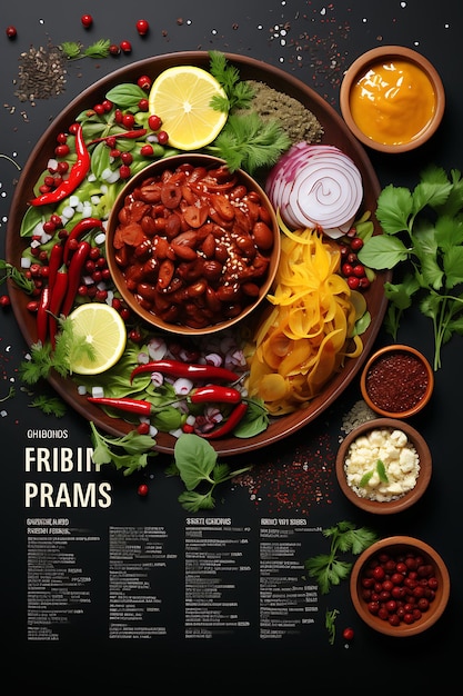 Foto rajma masala plato con frijoles rojos especias cálidas y oxidadas layout de la cultura culinaria de la india