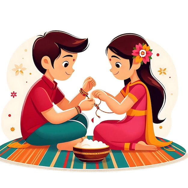 Foto raksha bandhan ist eine flache illustration.