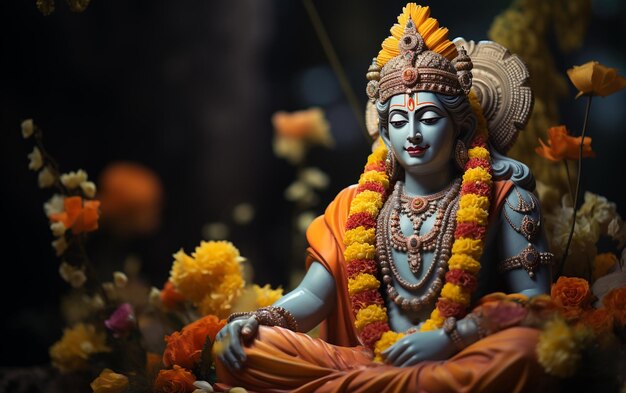 Ram Navami feriado hindu dia de Ramas aparência Vishnu avatar religião flecha azul homem indiano