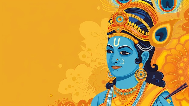 Ram Navami-Hintergrund mit dem Hindu-Gott Rama und kopieren Sie den Weltraumtag des hinduistischen Festes
