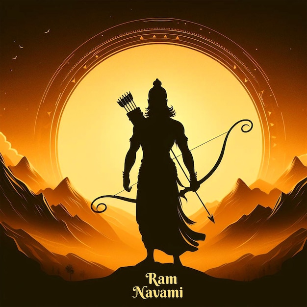 Ram Navami mit Lord Rama mit Bogen und Pfeil