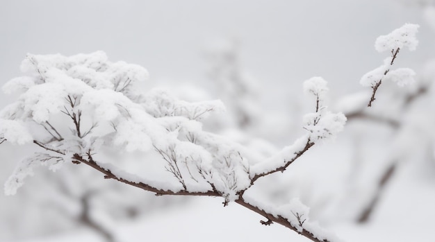 Rama de abrazo de invierno con nieve sobre un fondo natural Belleza serena