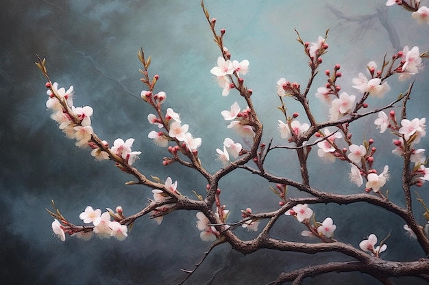 La rama del árbol en flor