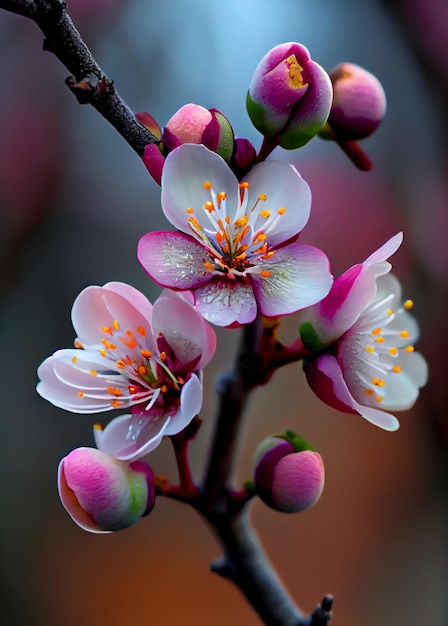 Rama de árbol floreciente flores florecientes de primavera