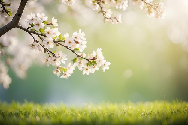 Foto una rama de árbol con flores blancas en el fondo