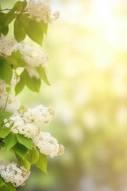 Una rama de un árbol con flores blancas