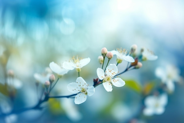 Una rama de un árbol con flores blancas