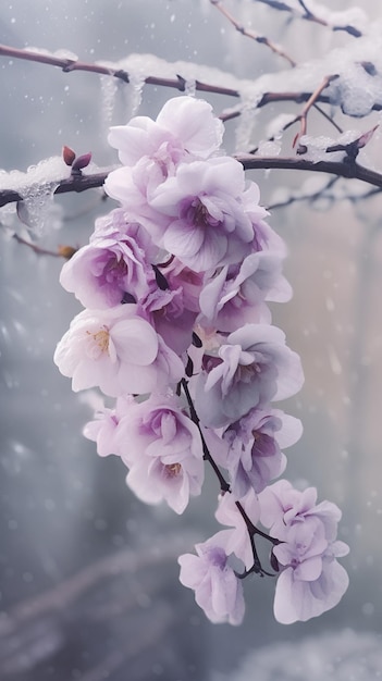 Una rama de un árbol con flores rosas.