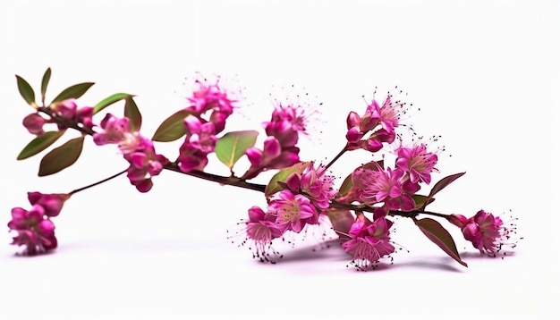 Una rama de un árbol con flores rosas