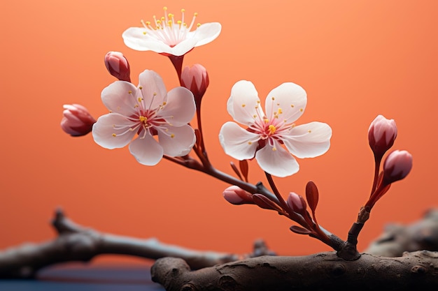 Una rama de un árbol con flores