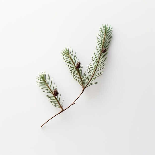 Foto una rama de un árbol de pino con dos conos en él