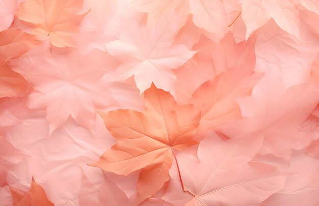 una rama de árbol rosa y naranja con hojas.