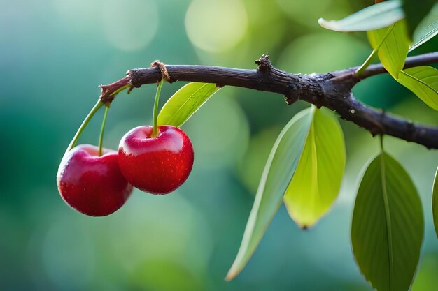 Foto una rama con cerezas